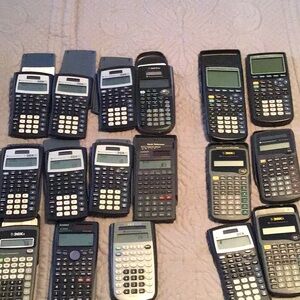 Lot of Texas instrument and Casio calculators.